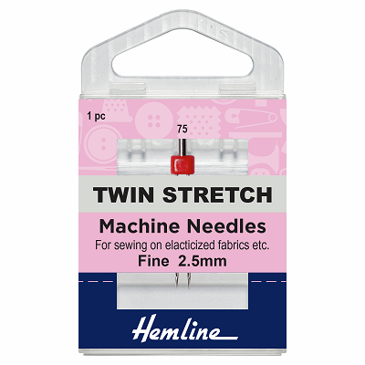 H112.25 Sewing Machine Needles: Twin Stretch: 75/11, 2.5mm: 1 Piece 